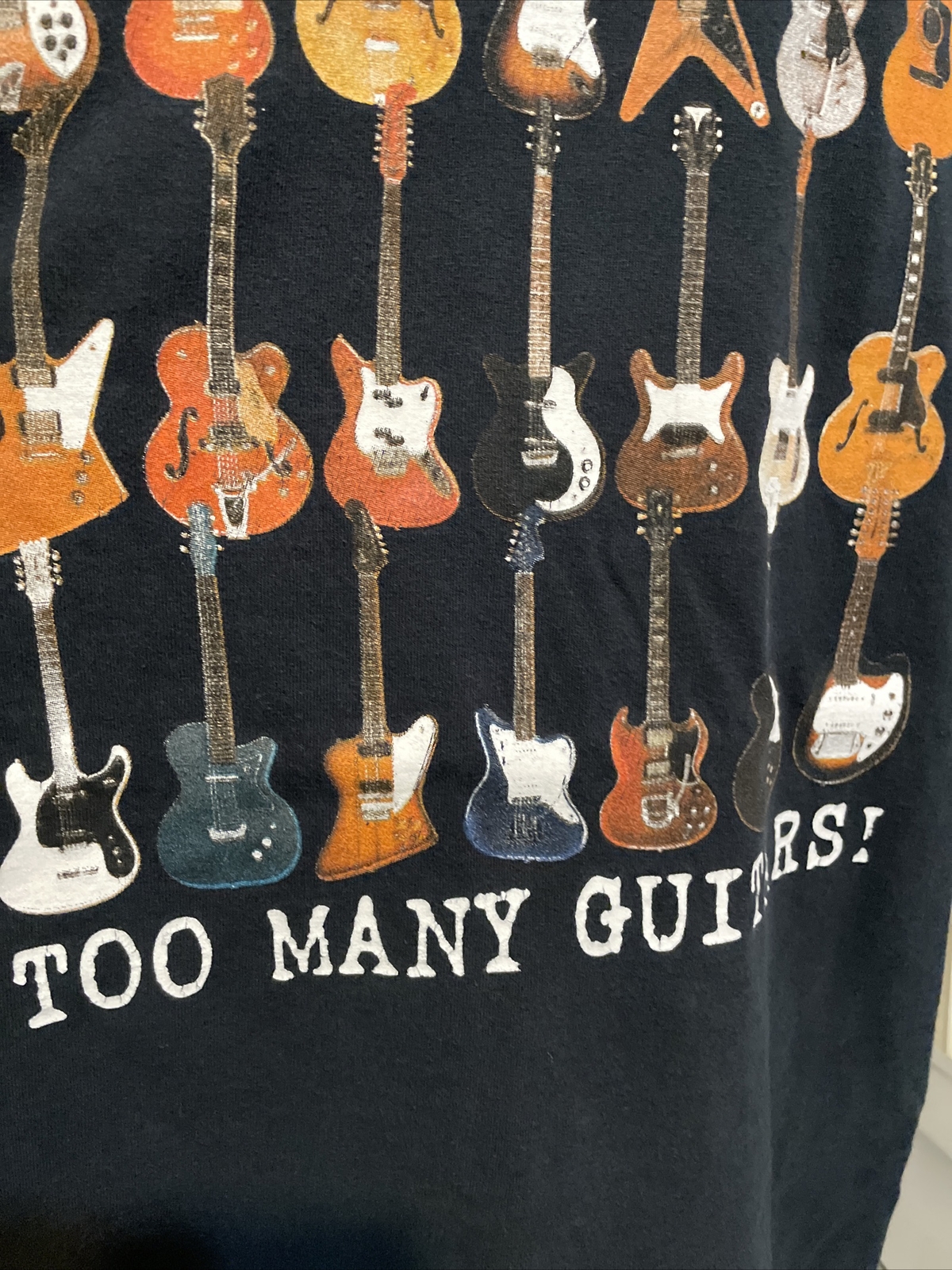 Vintage 90’s You Can Never Have Too Many Guitars Black Shirt Size XL gallery
