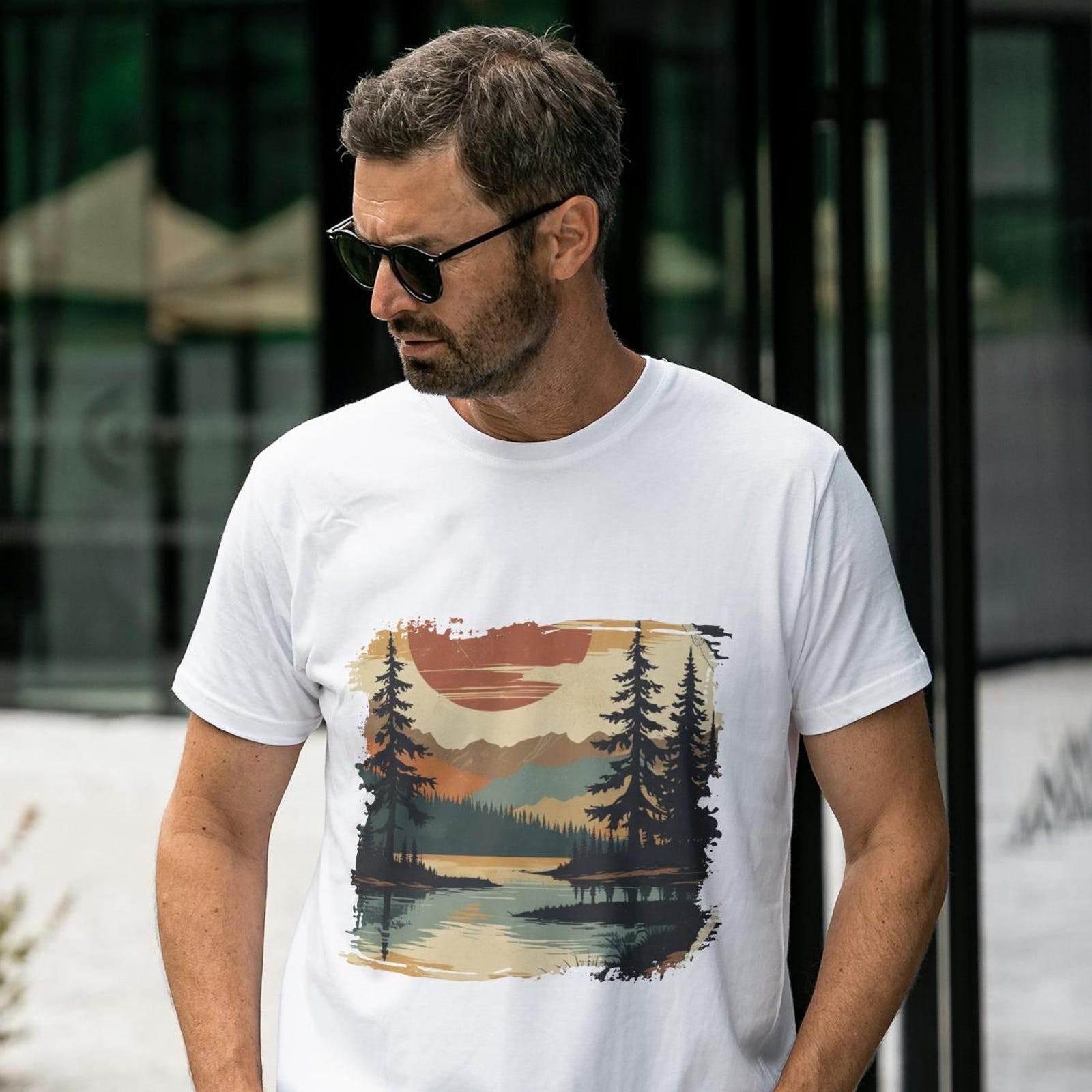 Men’s Nature Shirt – Unisex Hiking Shirt, Mountain Graphic Tee, Eco-Friendly #32