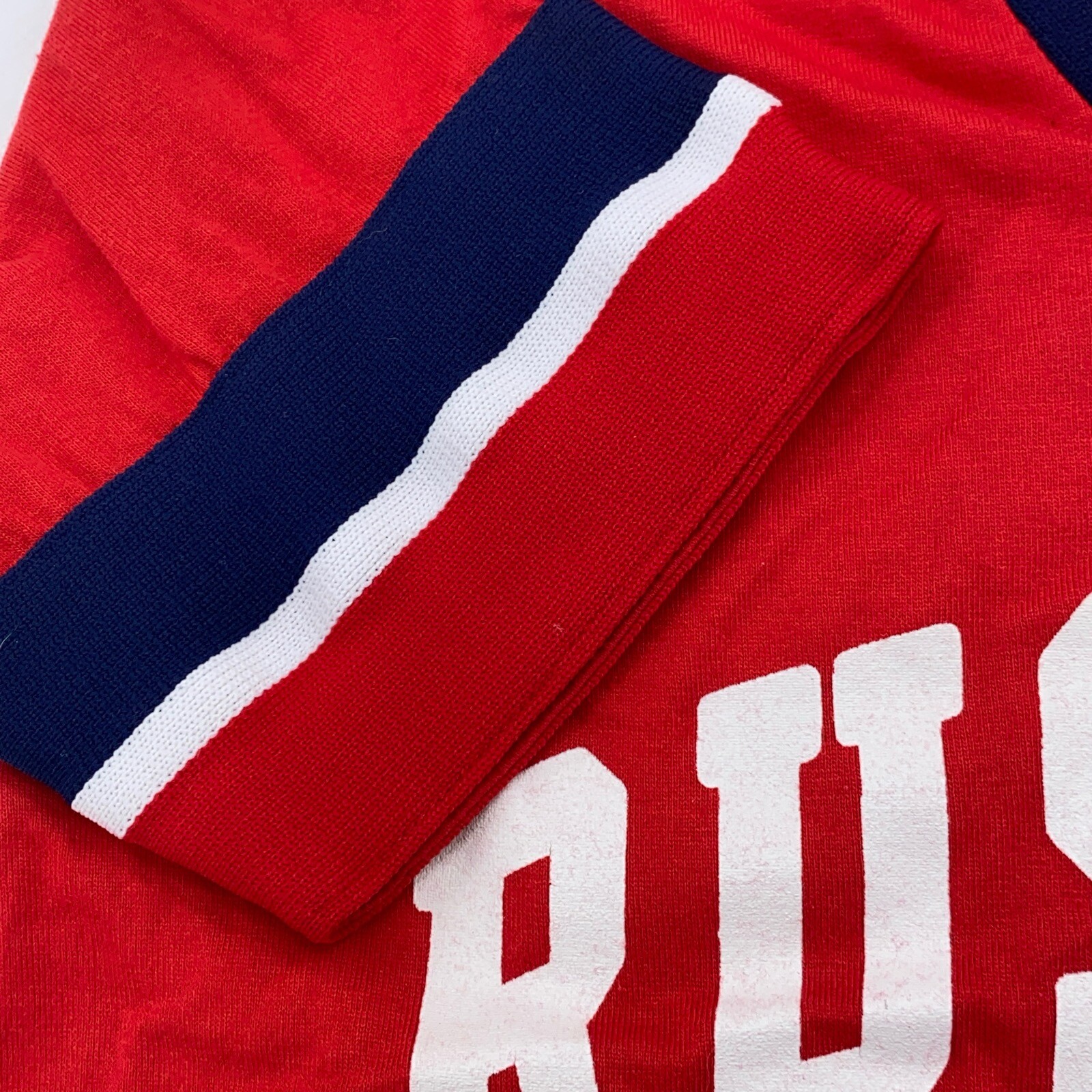 vtg 80s RUSSELL ATHLETIC BASEBALL JERSEY V NECK T-Shirt 2XS sports ringer gallery