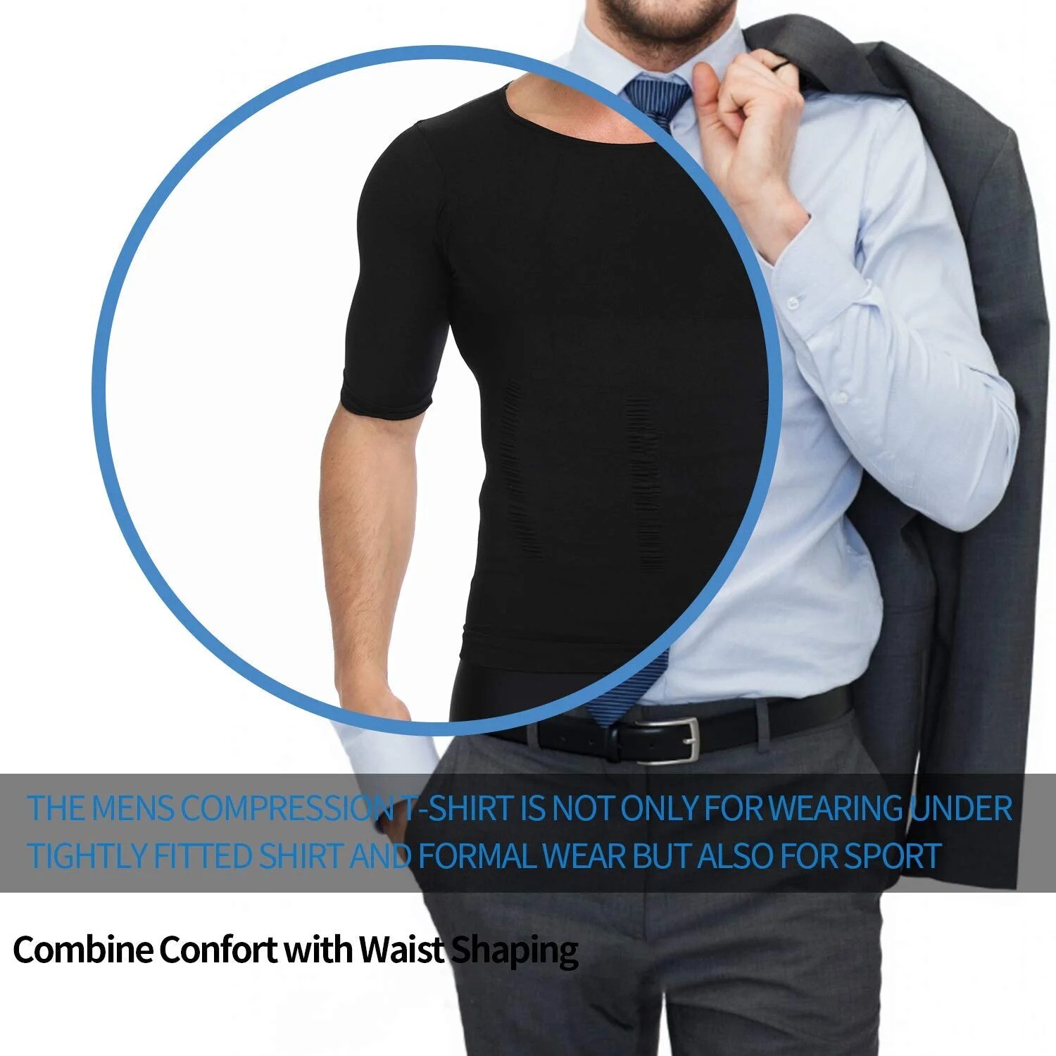 2 Pack Men Compression Slimming Body Shaper Tummy Control Vest Workout Tank Tops gallery