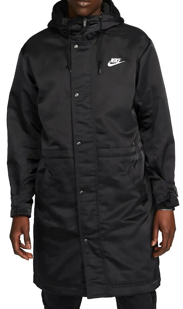 Nike Parka Black Long Jacket Hooded Insulated Winter Coat Club Stadium Men Size gallery