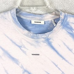 Sandro TShirt Mens L Pink Blue Tie Dye Embroidered Spellout Luxury Streetwear