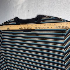 Vans Off the Wall Long Sleeve Crew Neck Graphic Shirt Mens M Black Green Striped