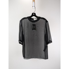 Saint Laurent Paris Blouse Manches Courtes Drape T-Shirt in Black BNWT 48