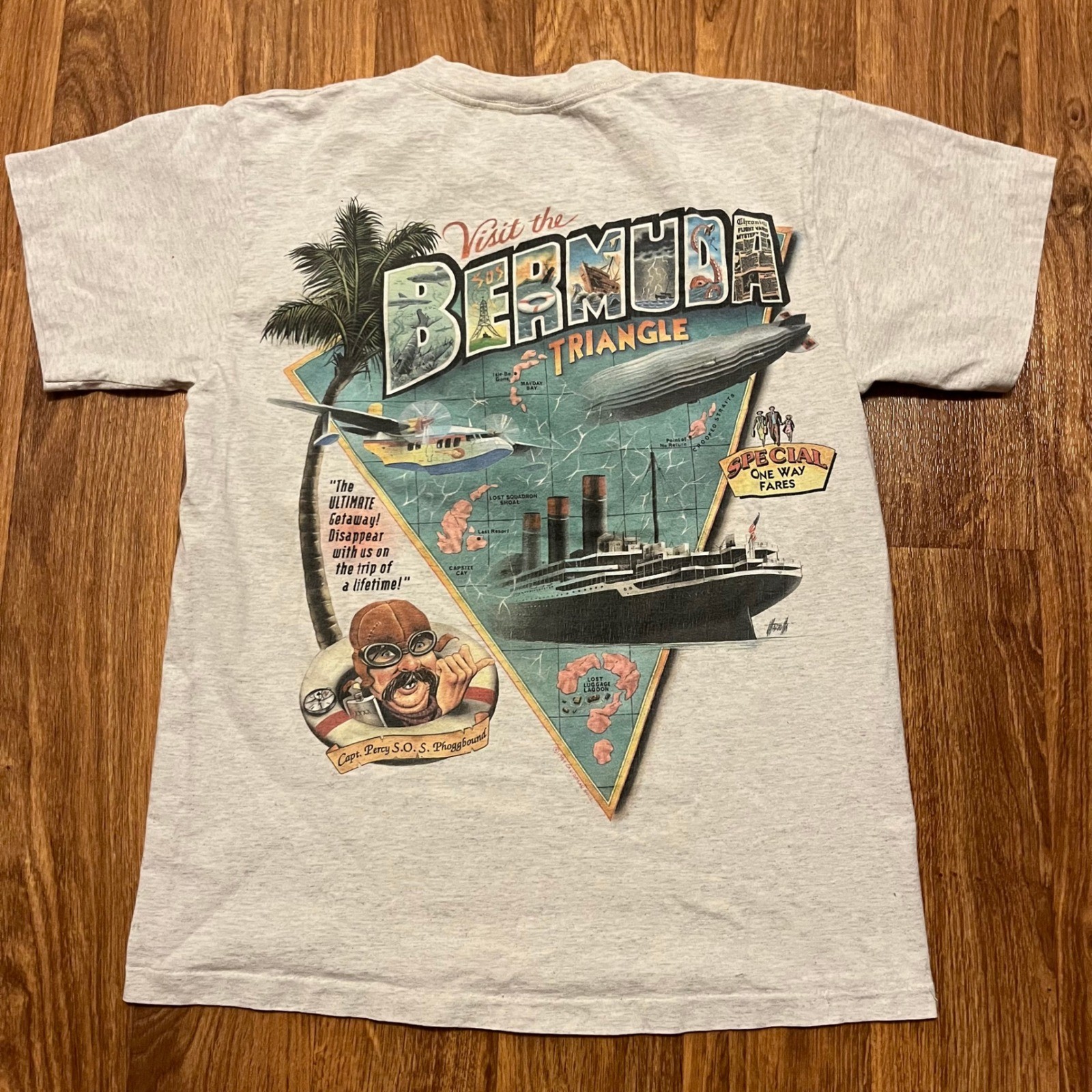 Vintage Caribbean Soul Shirt Men Medium Gray Tropical Beach Bermuda Triangle