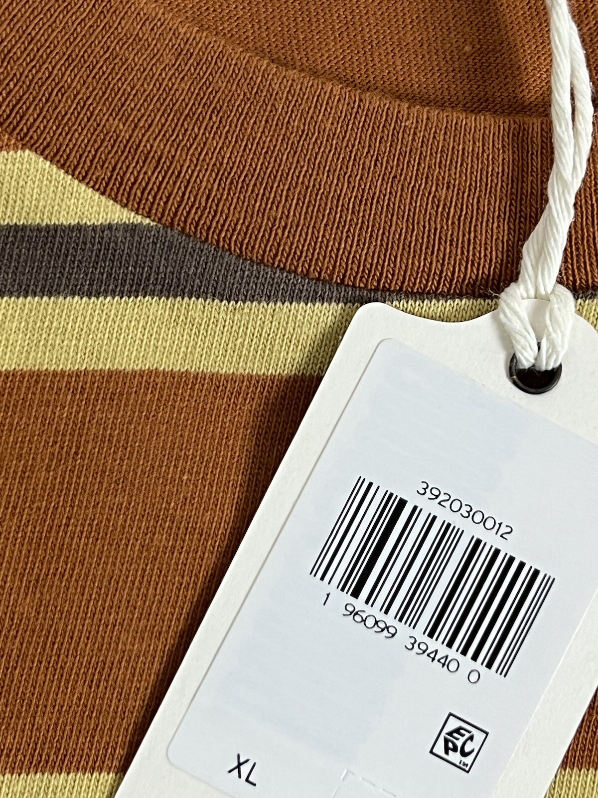 LEVIS VINTAGE CLOTHING LVC 1940’S SPLIT HEM T-SHIRT STRIPE BROWN/YELLOW XL NWT gallery