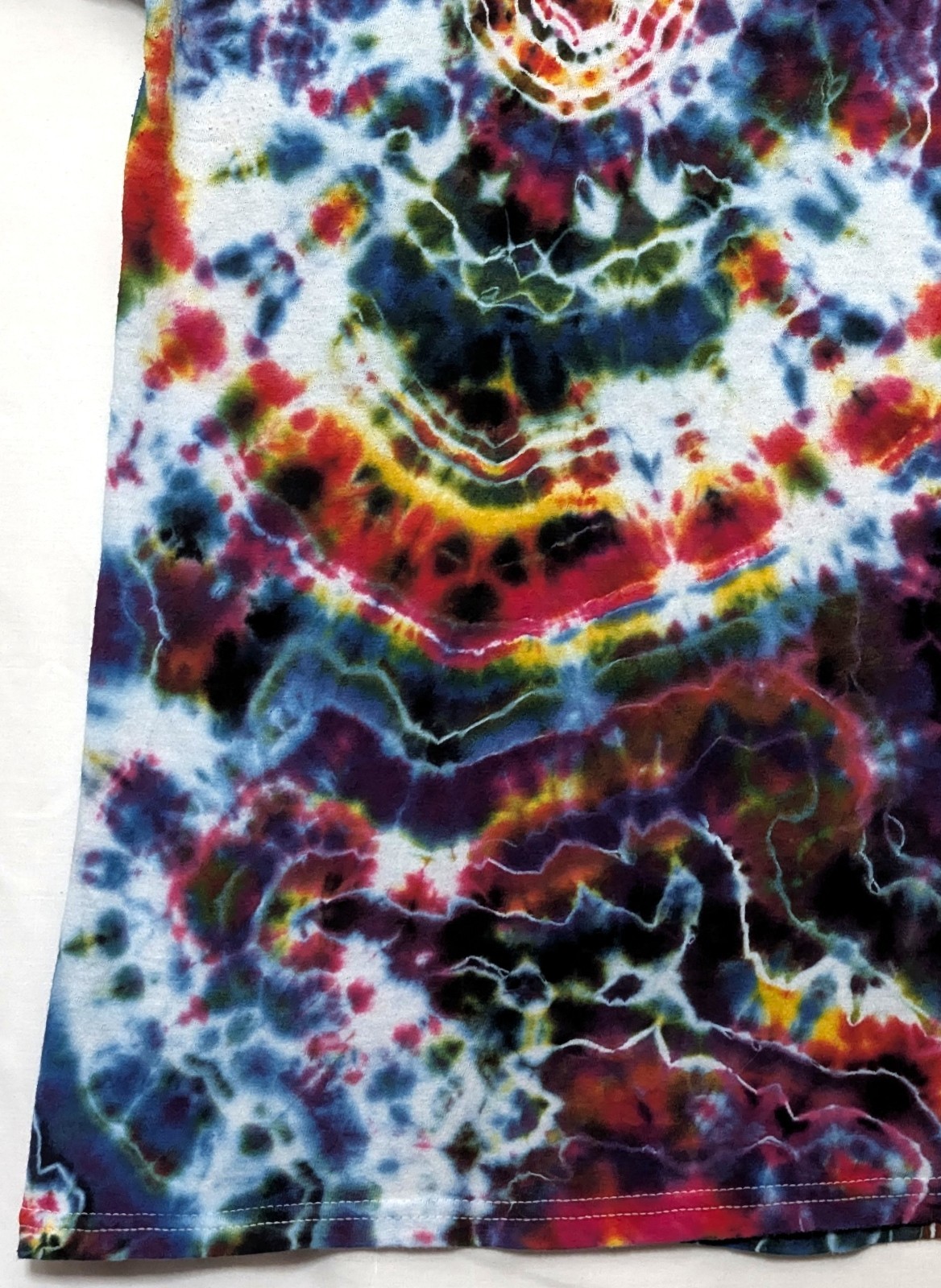 Handmade Tie Dye Rainbow Multicolor Geode Pattern Small Shirt 17" W X 24.5" L gallery