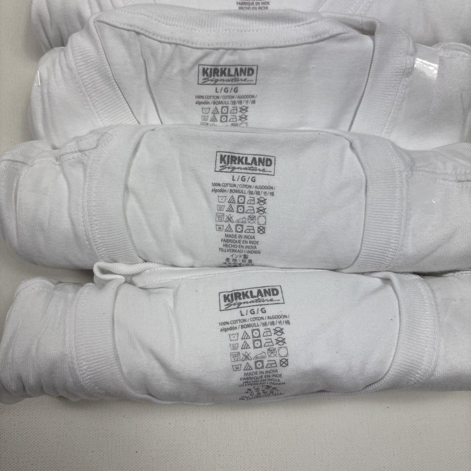 Kirkland Mens 5 pack100% Cotton Crew Neck T-shirt, White Large gallery