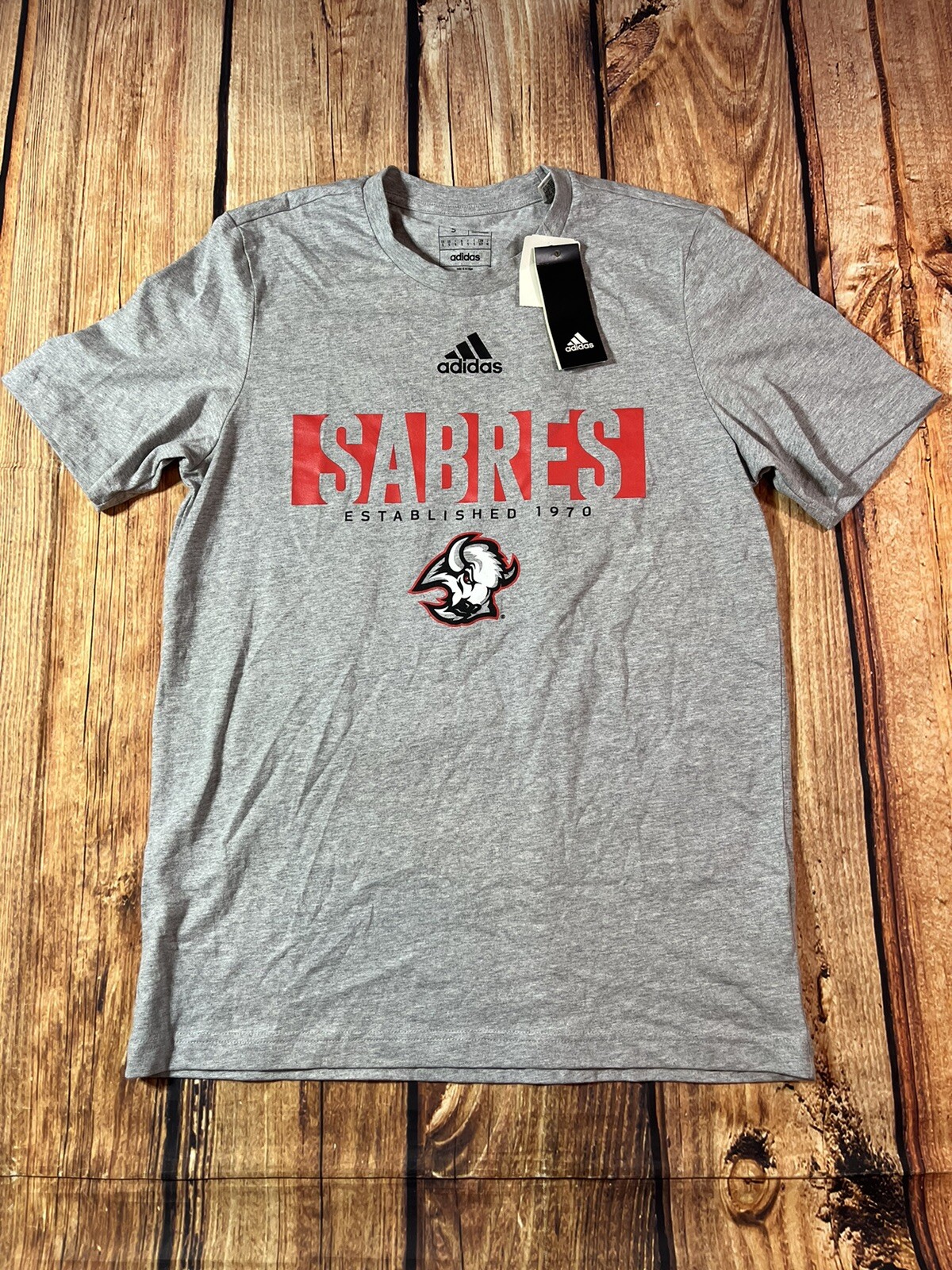 Buffalo Sabres Adidas Goat Head SS T-Shirt Tee NHL Hockey Crewneck Men Sz Small