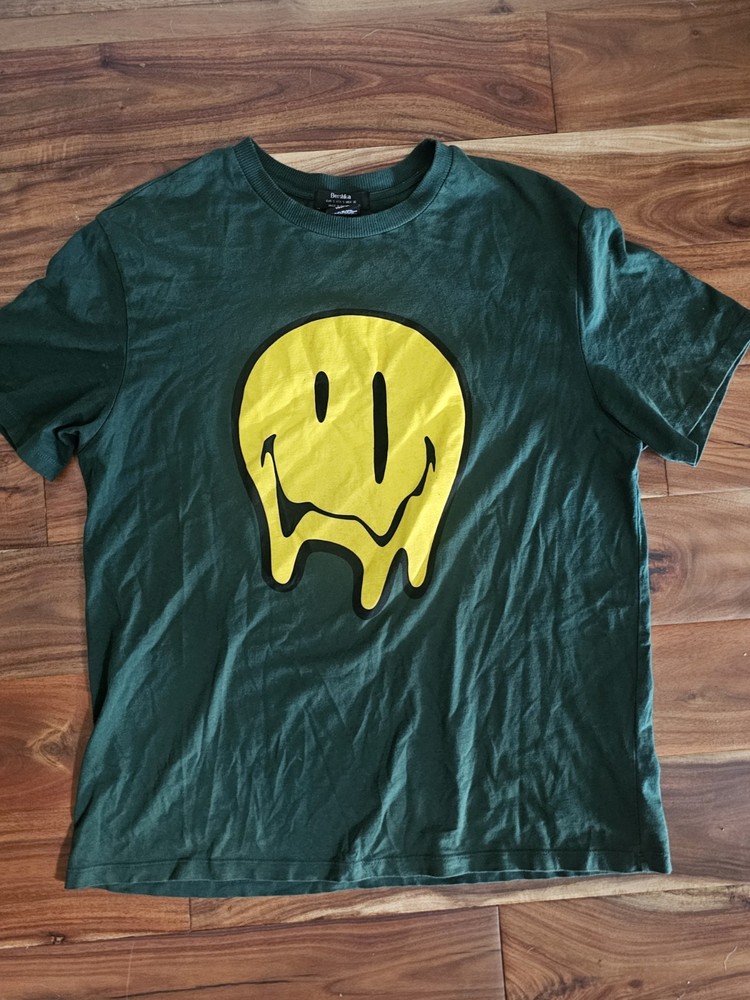 Smiley World Melting Yellow Smile Face Bershka Shirt Green Size S Unisex