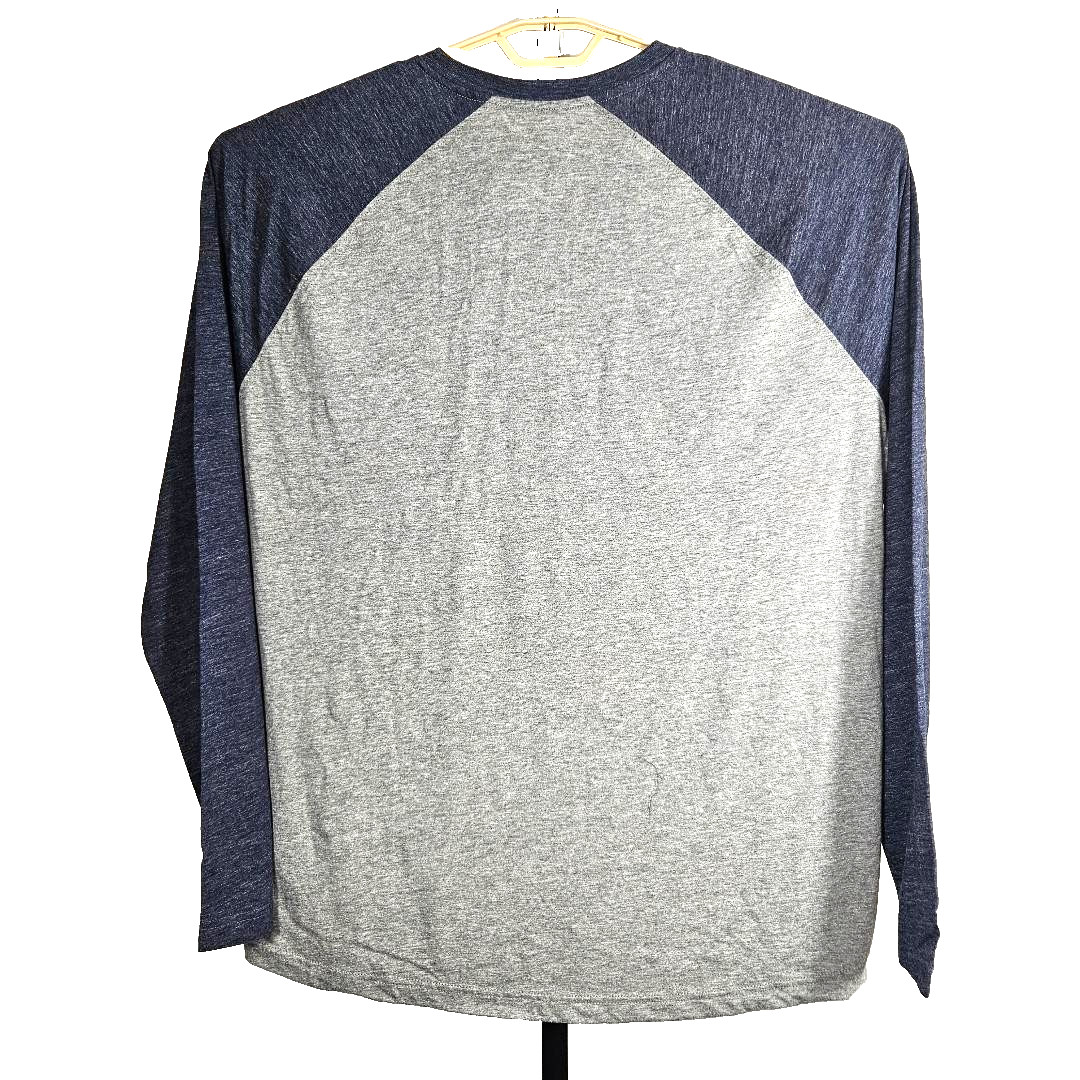 Men's NWOT Fanatics Long Sleeve Navy Blue/Gray Baseball T-Shirt Size 2XL gallery