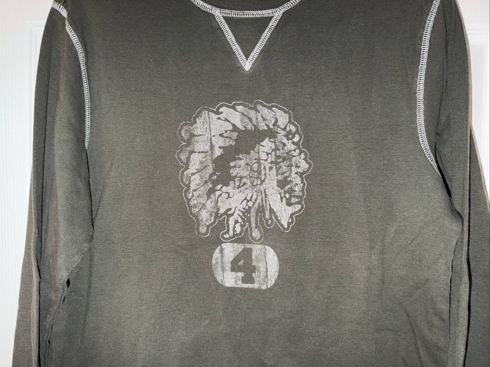 Men’s Vintage Y2K EXPRESS Long Sleeve American Indian #4 Shirt - Green - Small gallery