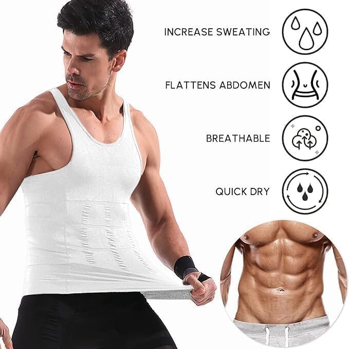 Men Slimming Body Shaper Shirt Belly Tummy Control Vest Compression Tank Top Gym gallery