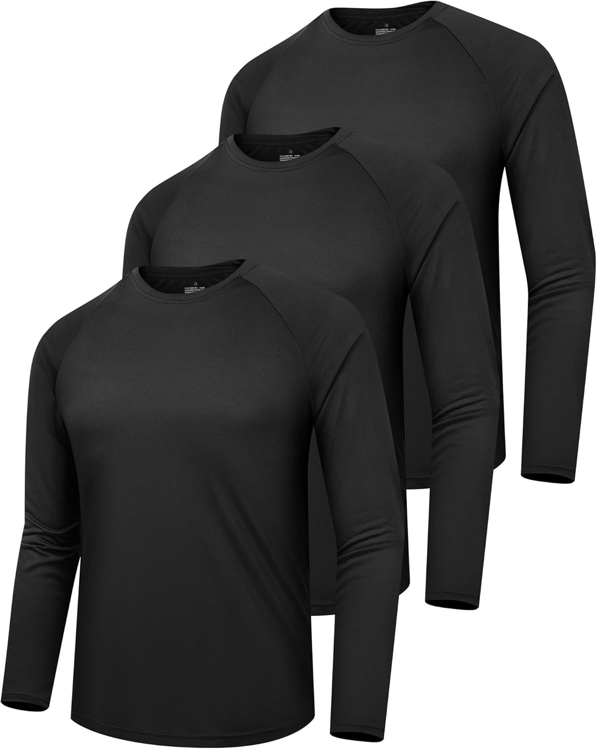 clothin 3 Pack Long Sleeve Shirts for Men/Mens Large, #2 Black/Black/Black