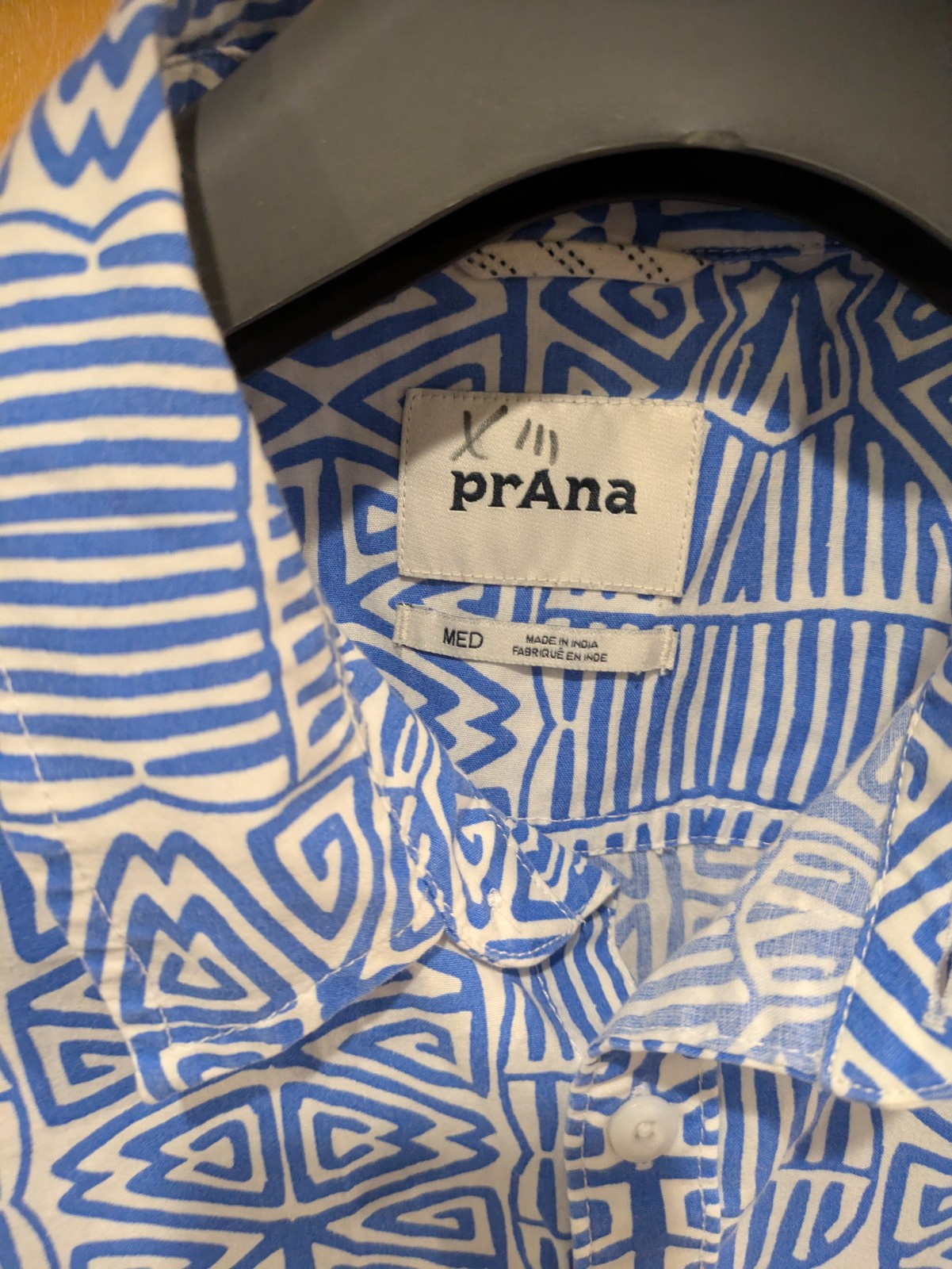 Prana Button Up Short Sleeve Organic Cotton/Recycled Polyester Medium gallery