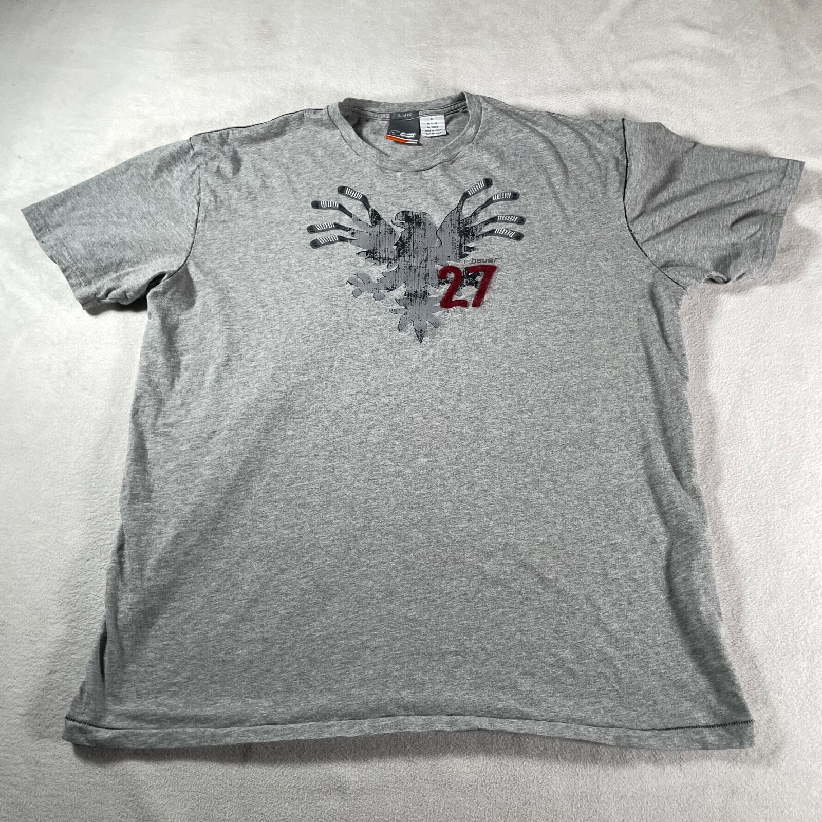 Y2K Nike Shirt Mens Extra Large Gray Tee Bauer Graphic Embroidered Eagle Street gallery