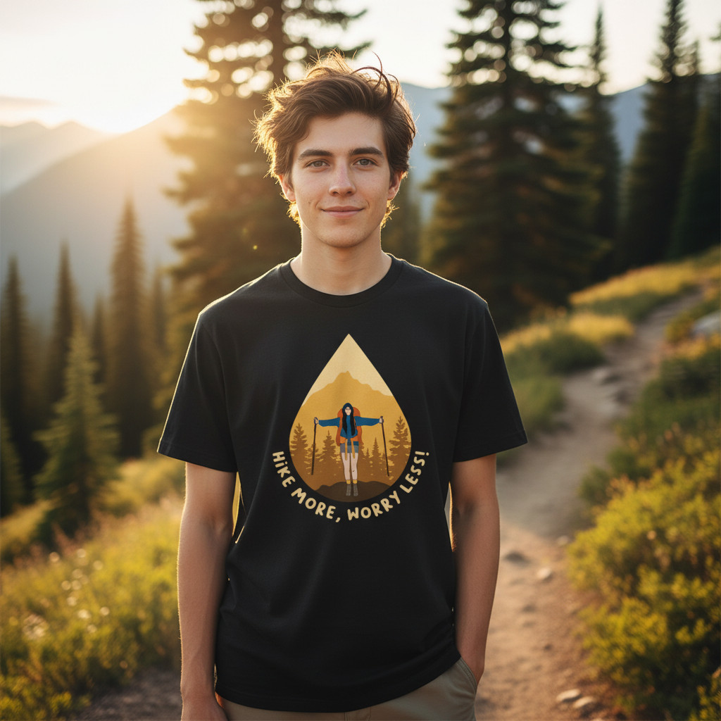 Unisex Hiking Graphic T Shirt With Mountain Landscape Artwork And Hike More Worr gallery