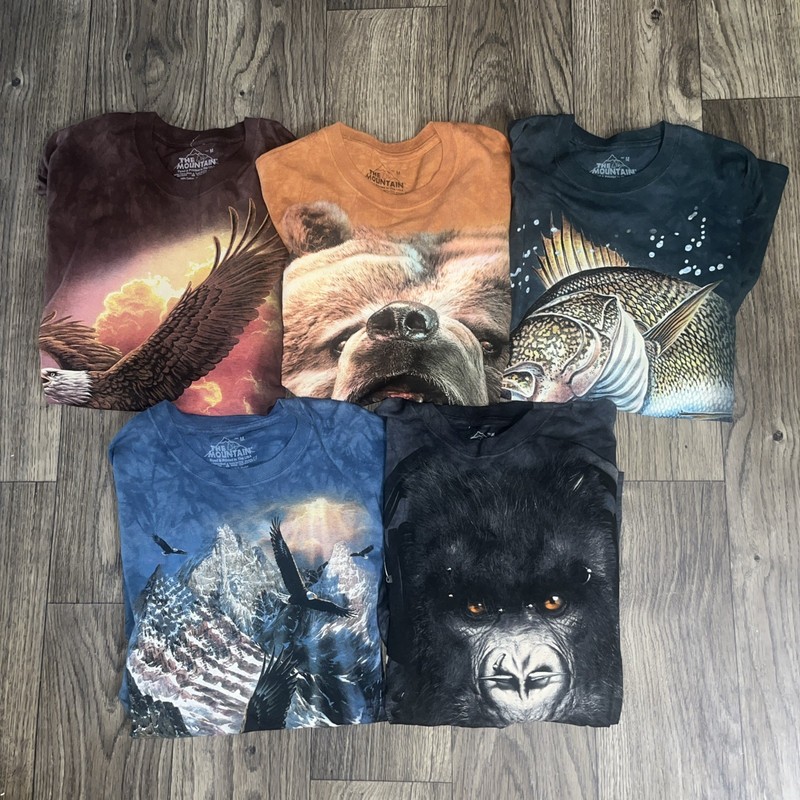 Lot of 5 Vintage Nature Animal T-Shirt The Mountain Wildlife Size Medium Bundle