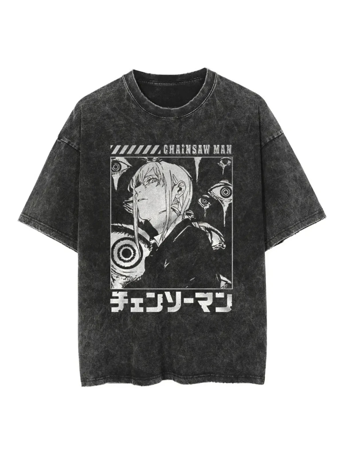 Marcima “Dominate” Retro T-shirt with Washed Round Neck Print, Spring/Summer