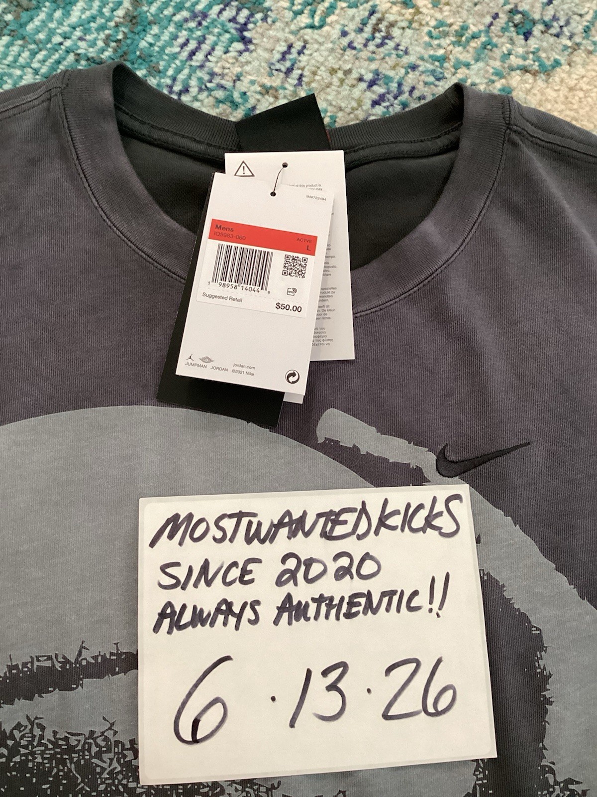 NWT Nike Air Jordan Shooting Graphic Anthracite Loose Fit T-Shirt Men’s Sz L gallery