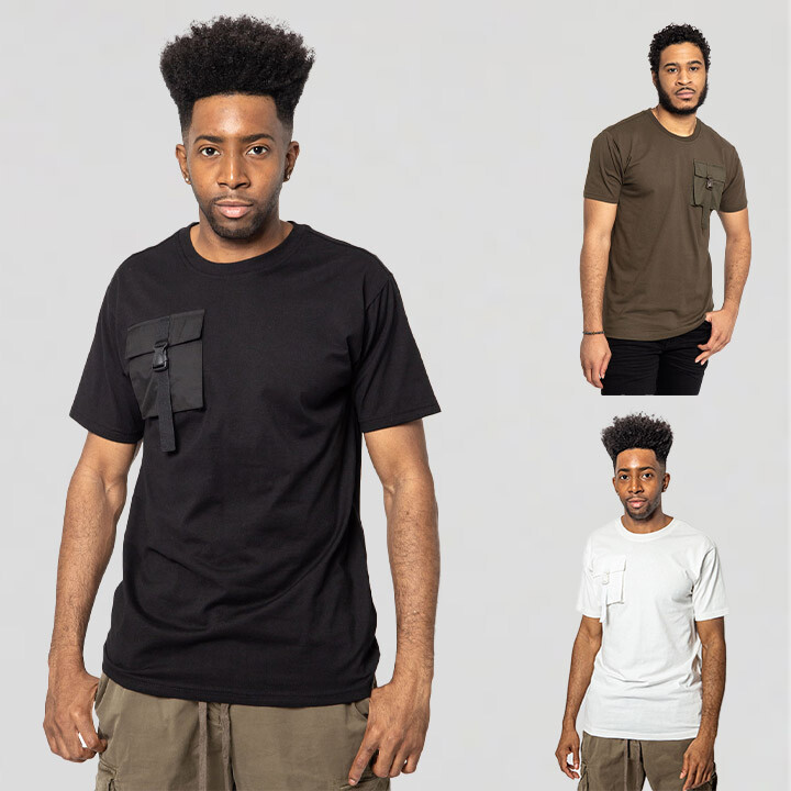 Victorious Men’s Casual Utility Buckle Pocket Comfortable T-Shirt TS7356