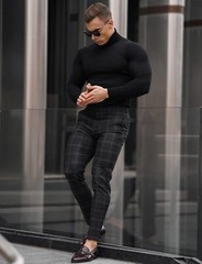 Men High-Neck Mock Turtleneck Ultra-Soft Undershirt Top Long Sleeve Pullover