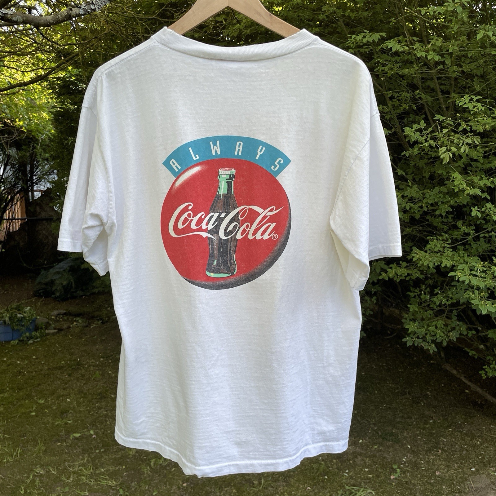 Vintage Coca Cola T Shirt Adult Fire Sun Double Sided 1995 Made In USA Men's L gallery