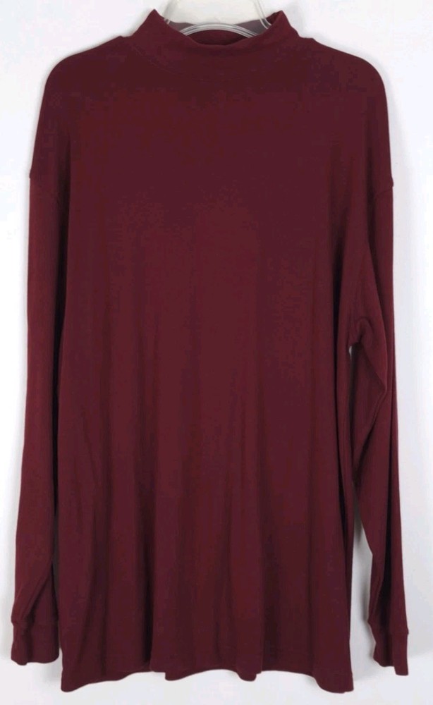 Vintage Pendleton Mock Neck Pullover Mens Sz L Maroon Long Sleeve 100% Cotton