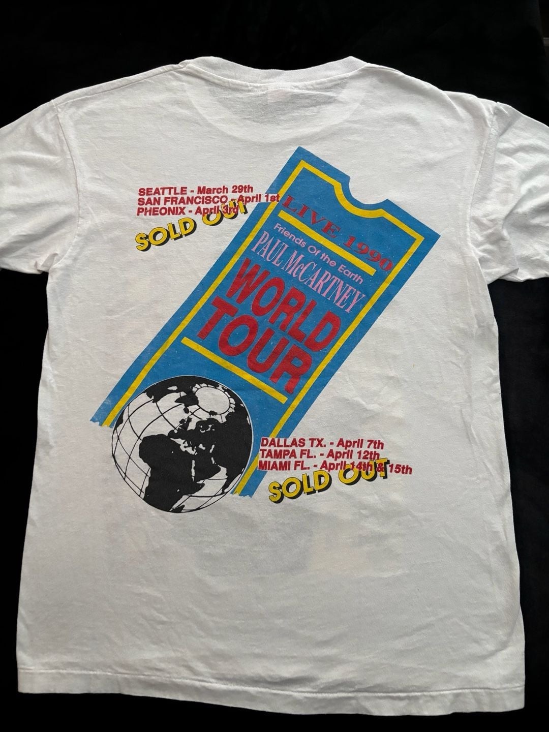Vintage 1990 Paul McCartney World Tour Friends of the Earth T-Shirt gallery