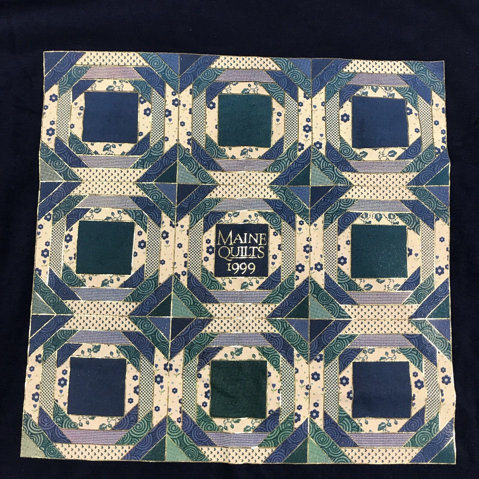 Maine Quilts Shirt Mens 3XL Blue Crew Neck Short Sleeves Crossroad Designs NWT gallery