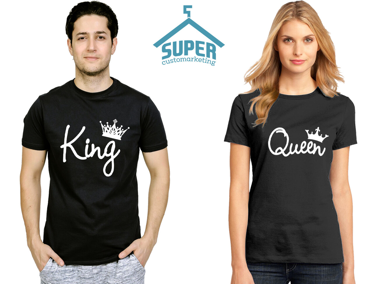 Couple Matching Love T-Shirts - King And Queen - His and Hers New LETTER Tees gallery