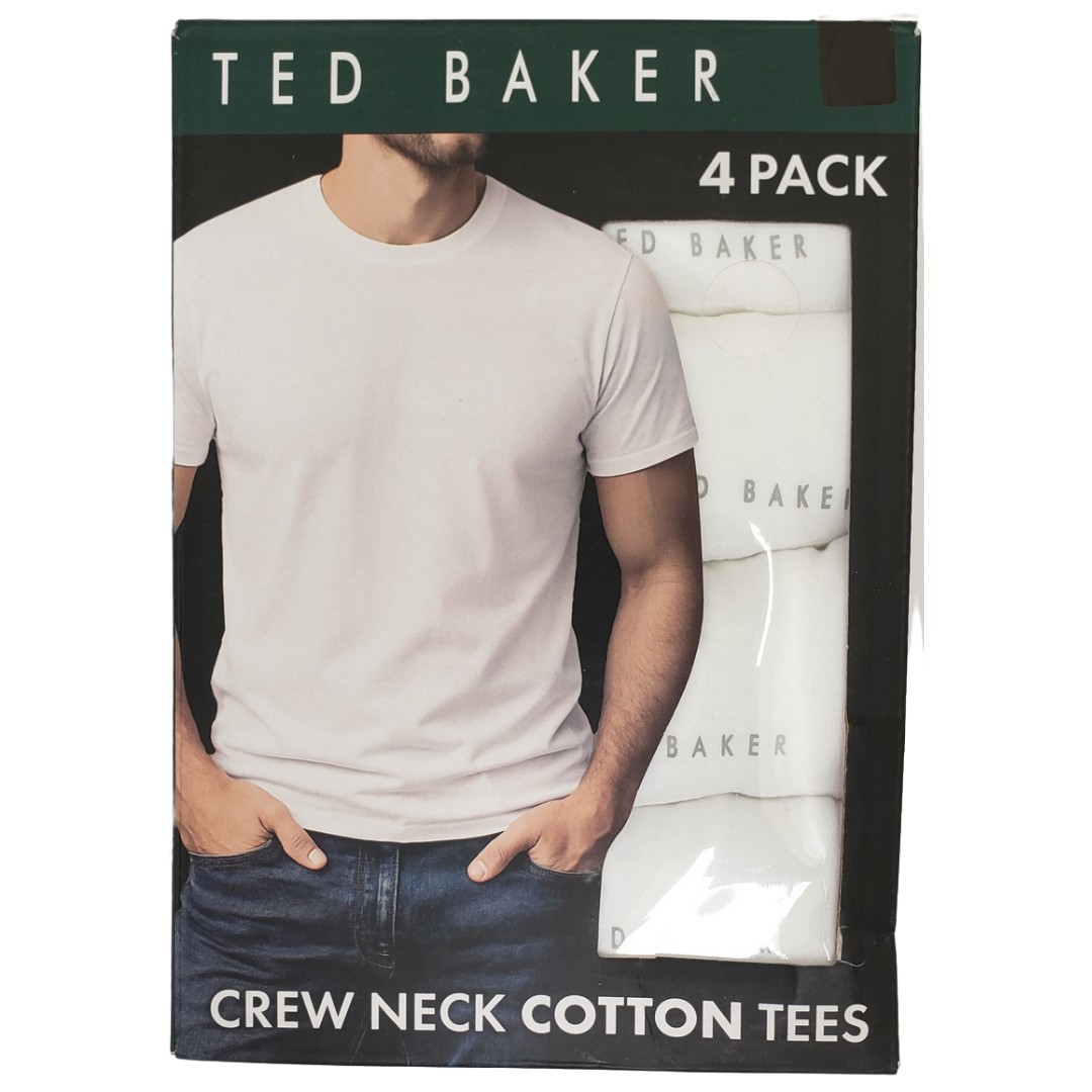 TED BAKER Tees Men Medium White Crew Neck Cotton Blend 4 Pack NWT!
