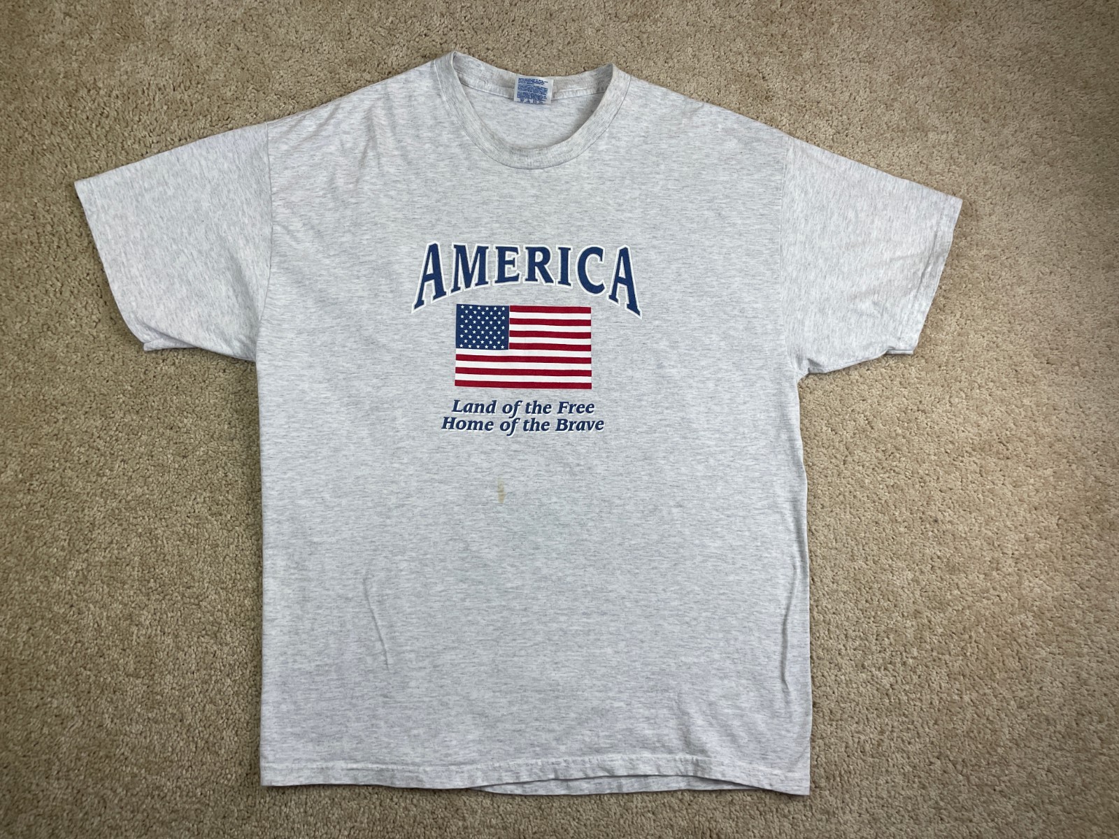 Vintage Hanes T-Shirt Mens XL America Land of the Free Home of the Brave Gray