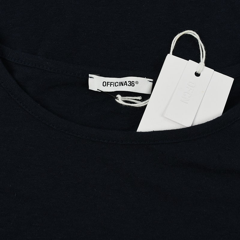 OFFICINA36 Navy Cotton Linen Blend Short Sleeve Round Neck T Shirt MEDIUM NWT gallery