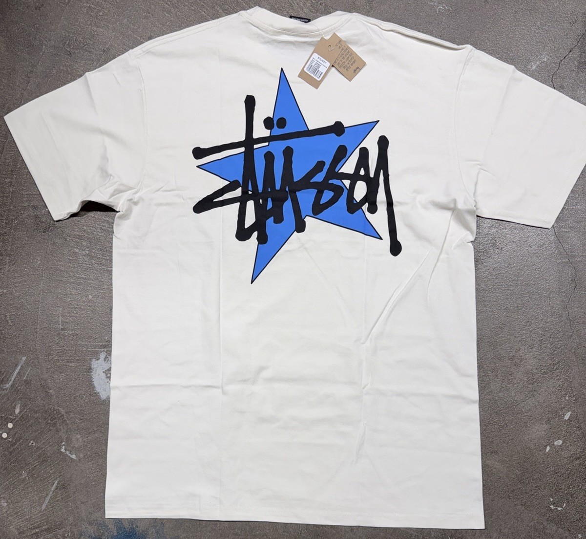 Stussy Shirt Star Tee Tshirt Natural Size Medium NWT Double Sided Streetwear gallery