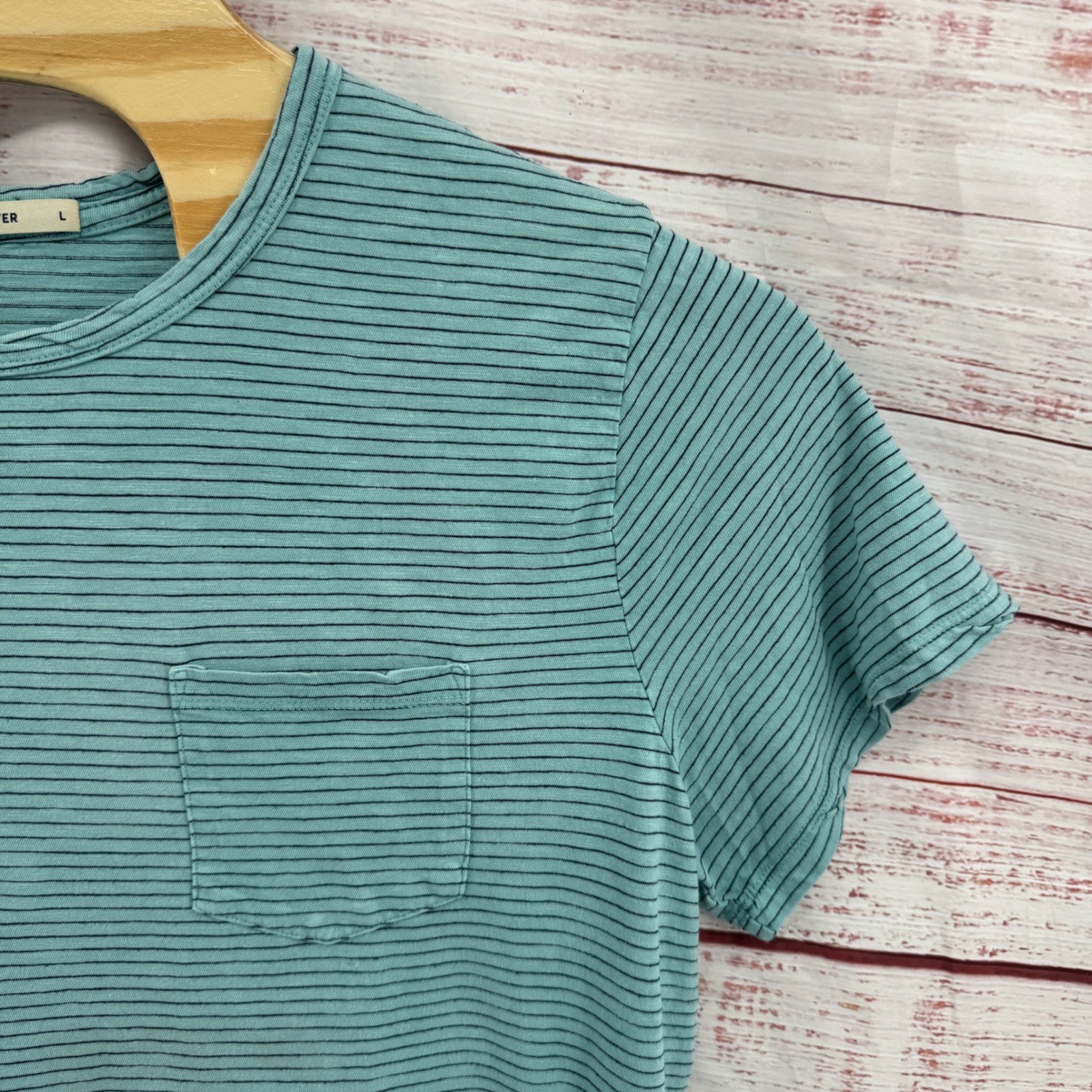 Marine Layer Shirt Mens Large Striped Short Sleeve Pocket Crewneck Casual Preppy gallery