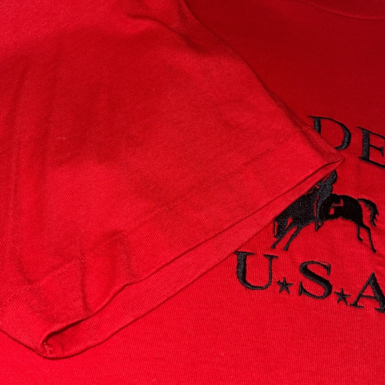 VTG Fruit of The Loom RODEO USA Embroidered Logo Red XL T-Shirt Single Stitch gallery