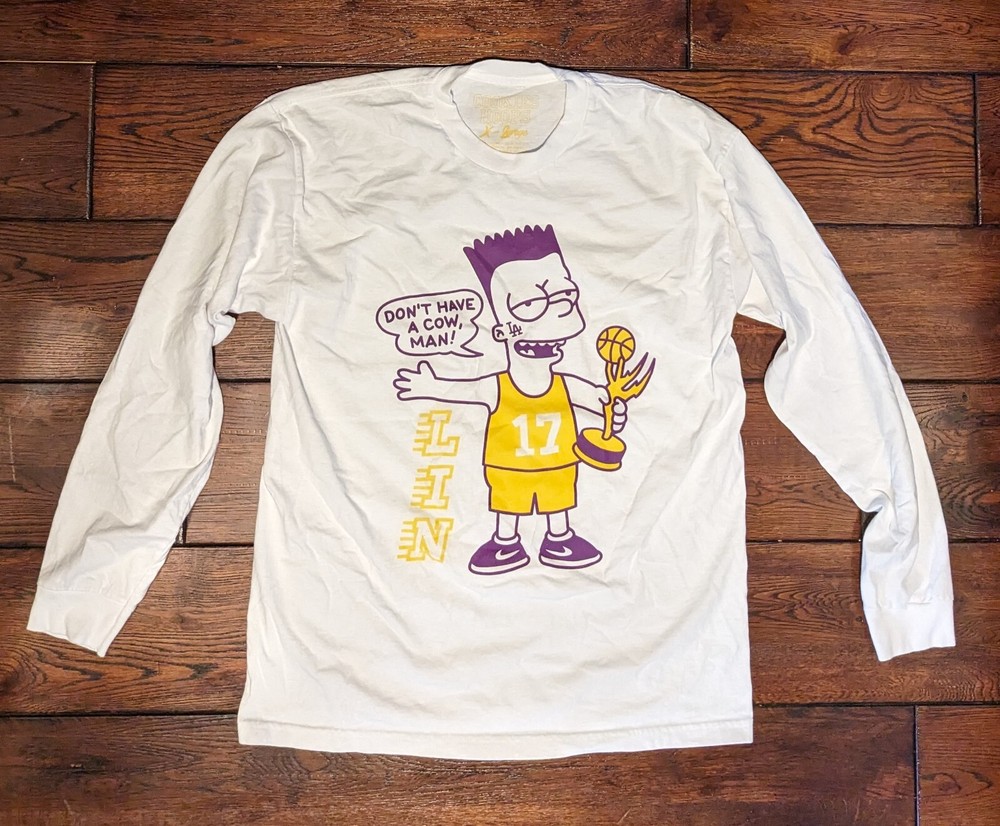 Cookies Hoops Men’s Bart Simpson LA Los Angeles Lakers Long Sleeve Shirt Size XL