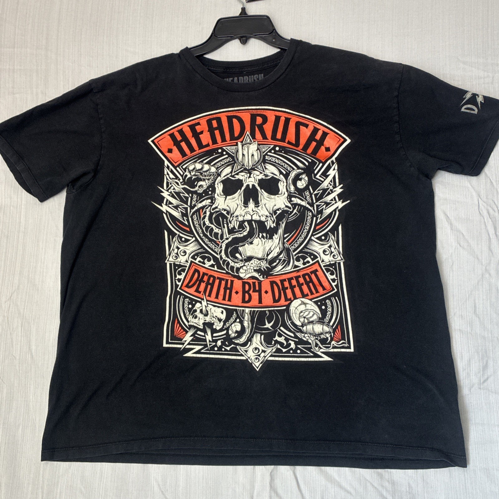HEADRUSH Men’s Black Graphic T-Shirt Death B4 Defeat XXL Black gallery