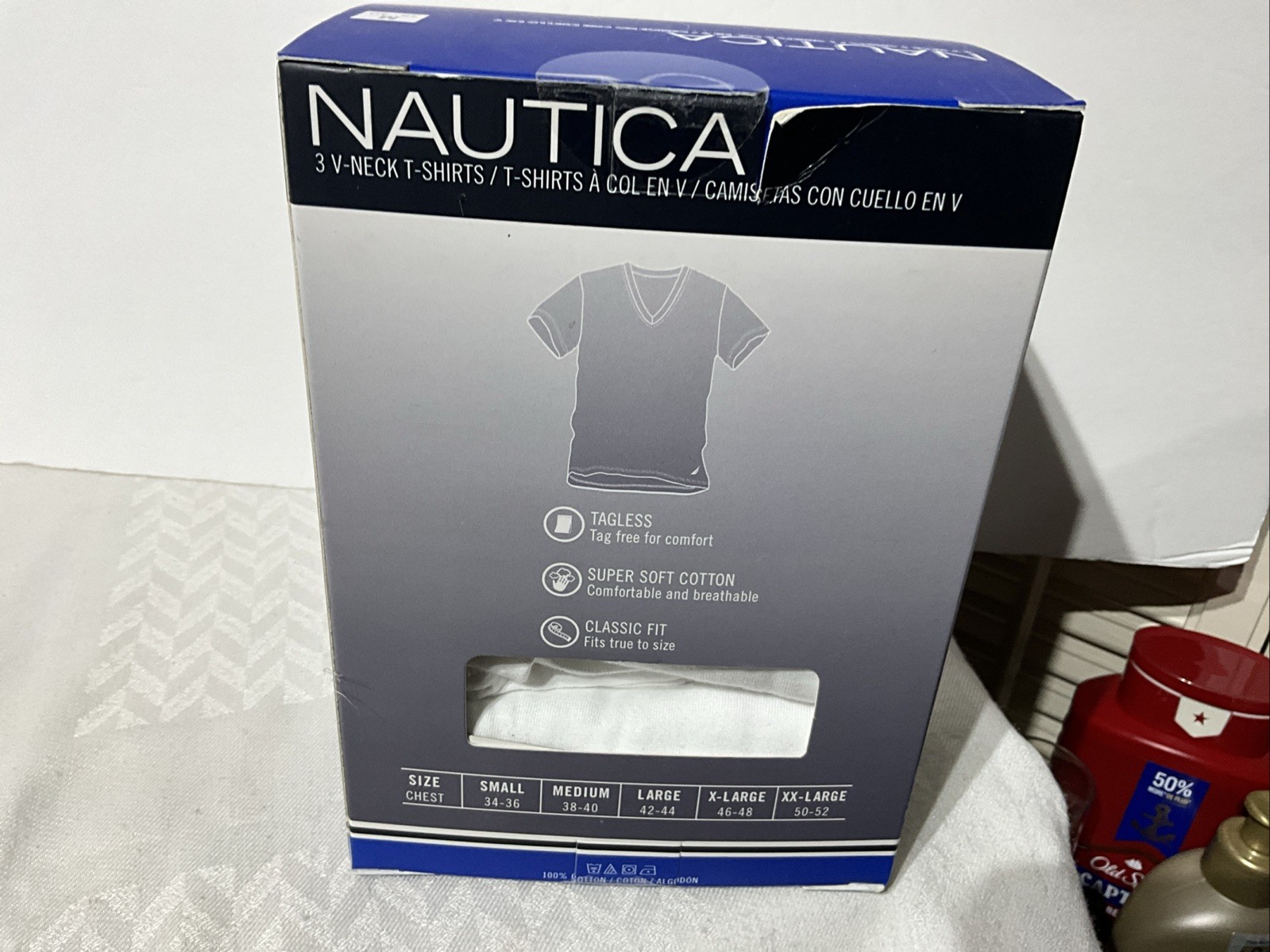 Nautica ~ Men's 3-Pack T-Shirts Crew Neck Undershirts 100 % White Cotton ~ M gallery