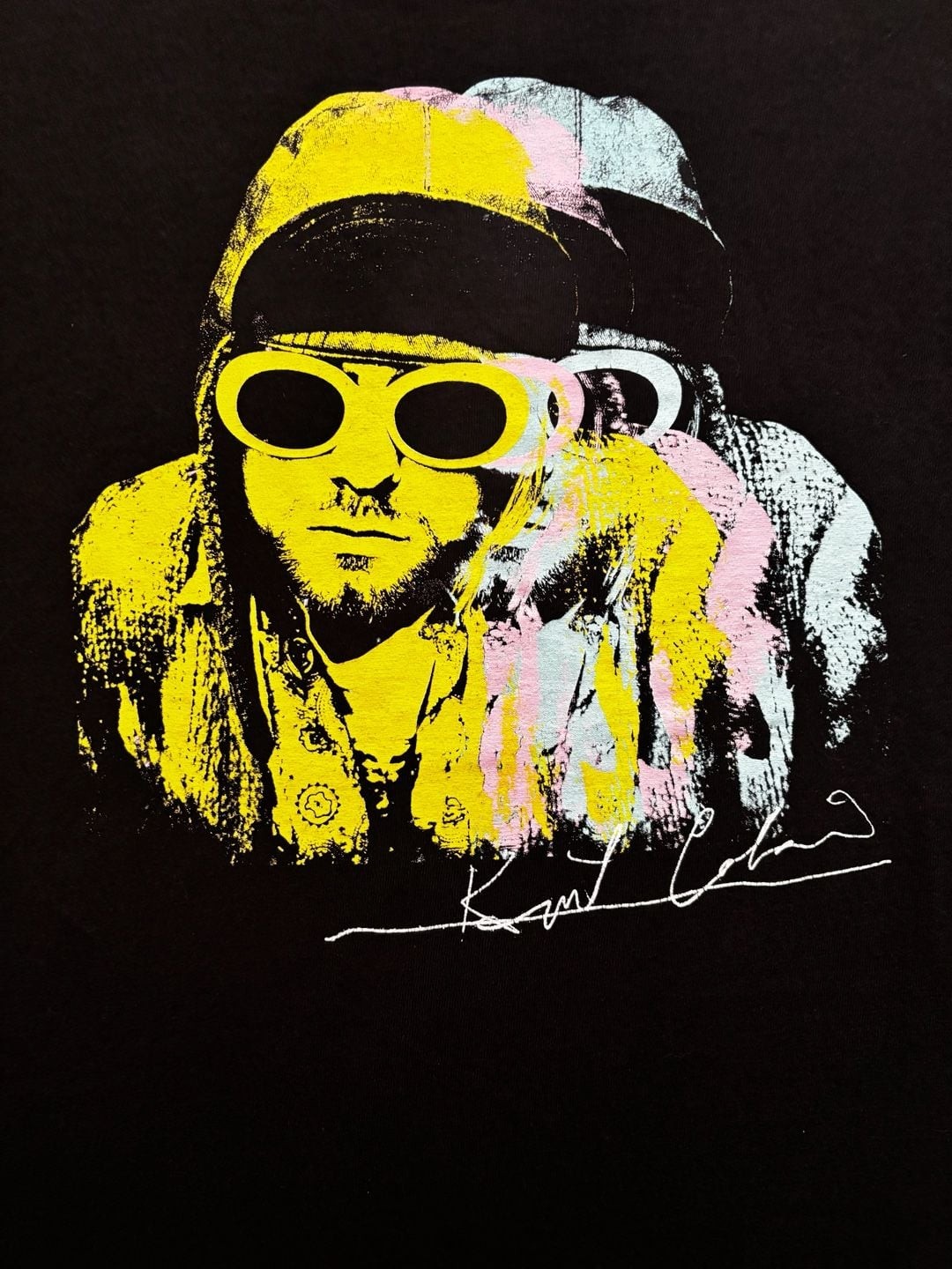 Nirvana Kurt Cobain Graphic Signature Color Block T-Shirt gallery