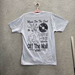 Vans Men Shirt MEDIUM Light Blue Graphic Rabbit Record Logo Regular Fit