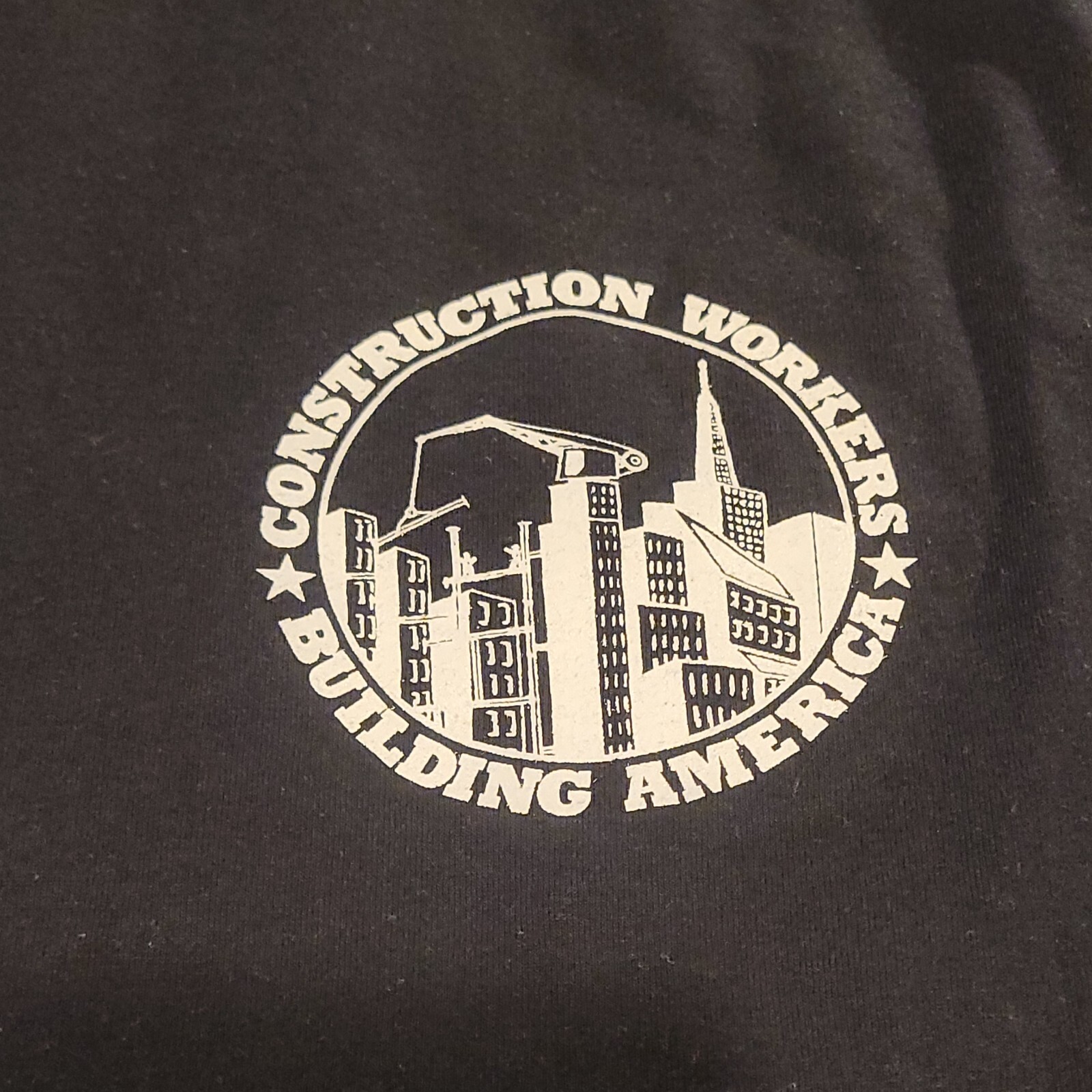 Men's Construction Workers Building America XL Black Shirt Front and Back Logo gallery