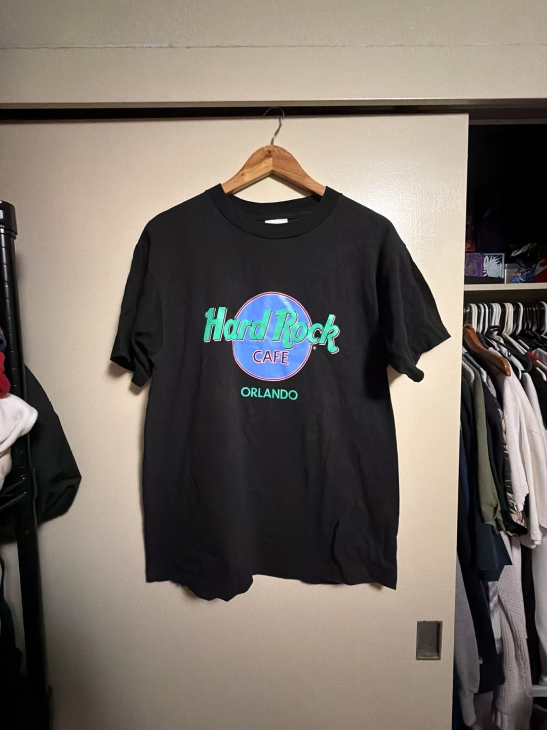 Vintage 90s Hard Rock Cafe Orlando Neon Graphic T-Shirt Single Stitch Made in US gallery