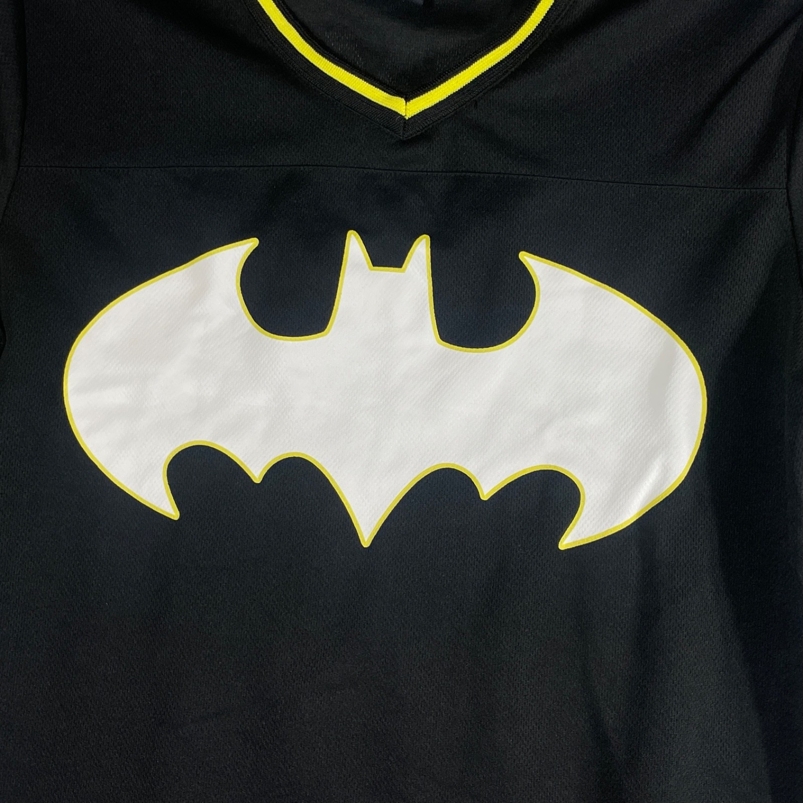 Batman DC Comics SMALL Black Yellow Football Pullover Jersey Tee Shirt gallery