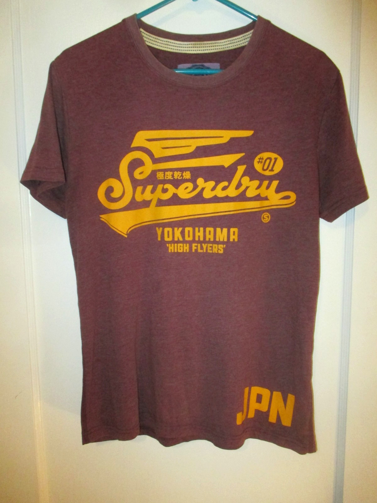 SUPERDRY SUPER DRY MENS YOKOHAMA HIGH FLYERS JAPAN T SHIRT MAROON SIZE MED NICE! gallery