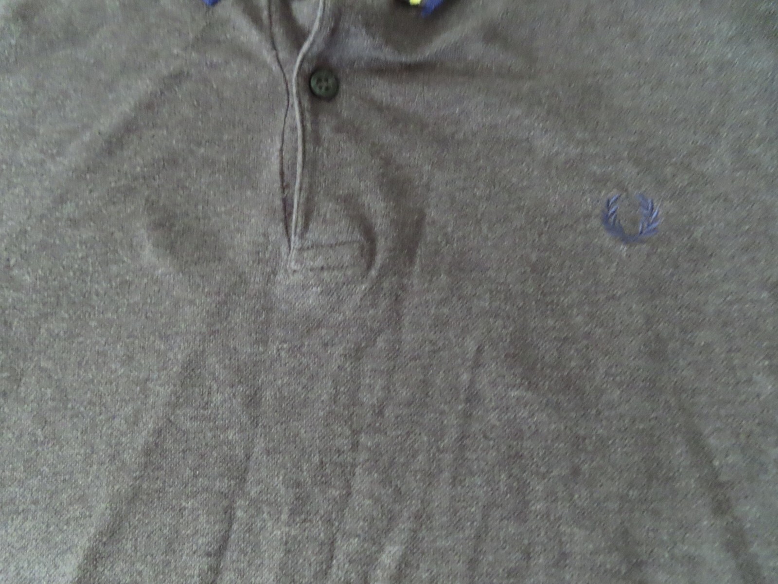 Fred Perry M3600 slim fit S/S Twin Tipped Polo Shirt grey blue yellow Large gallery