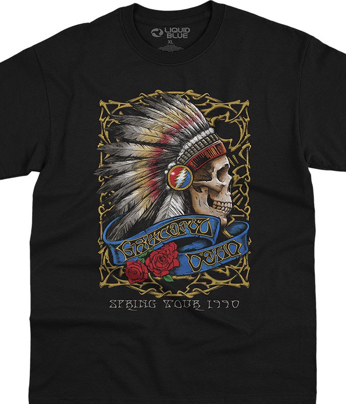 Grateful Dead Spring Tour '90 Black T-Shirt Liquid Blue gallery