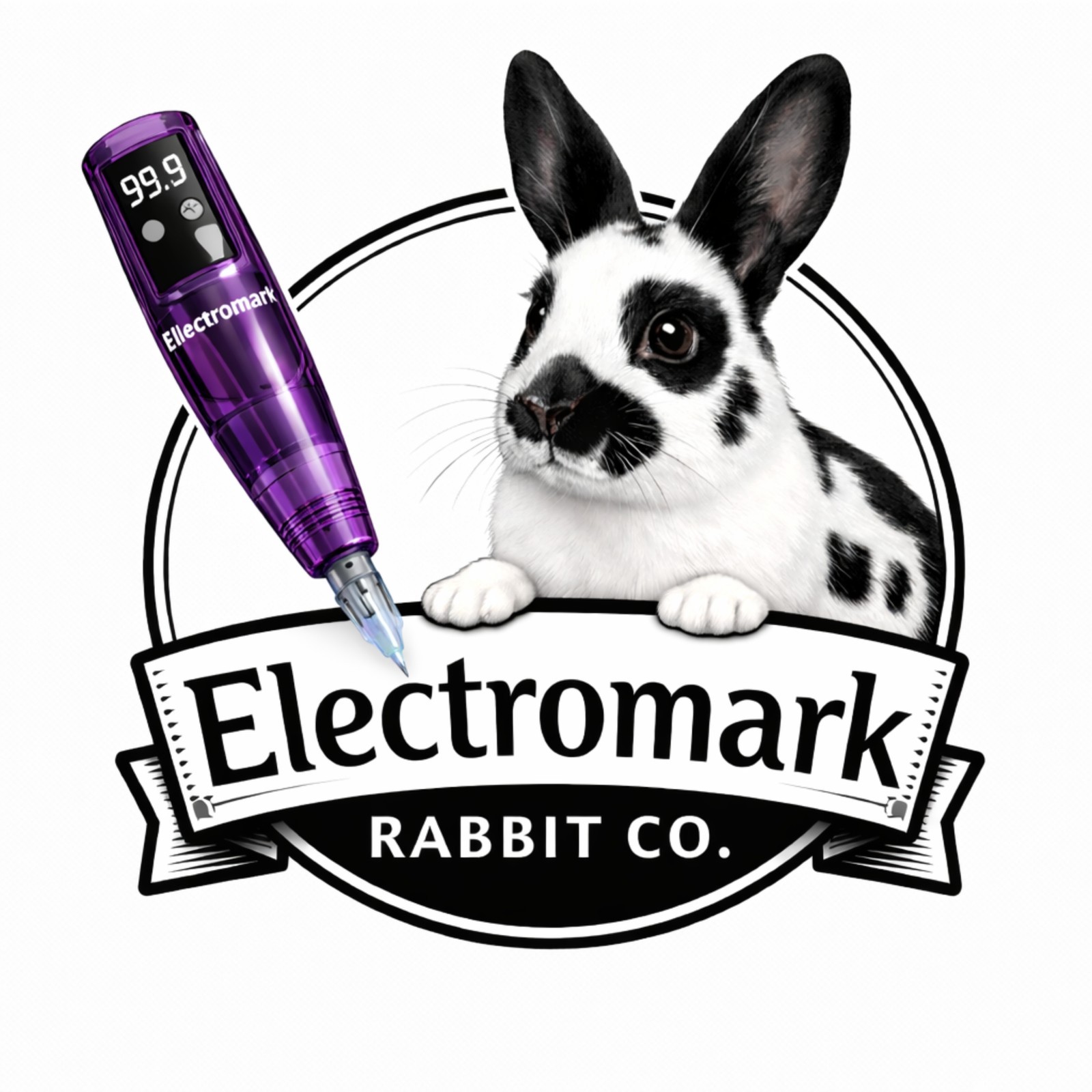 Electromark Rechargeable Adjustable Digital Display Rabbit Tattoo Pen Kit. 