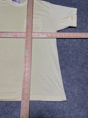 True VIntage Single Stitch THIN Distress Pocket Blank Pale Yellow Shirt Baggy Sm